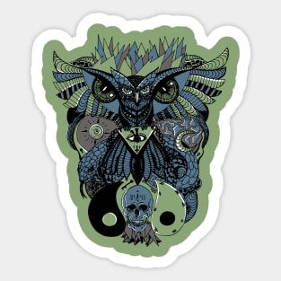 Mellow Cool Owl And Ageless Skull Sticker